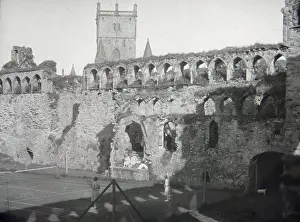Tennis court, Bishops Palace, St Davids, South Wales