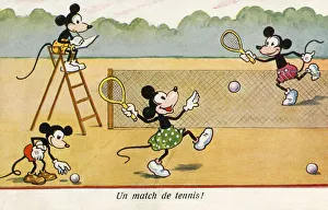 A Tennis Match! - four cartoon mice hit the court