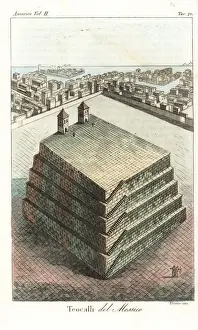 Aztec Prints: Teocalli temple pyramid of the Aztecs, Mexico city