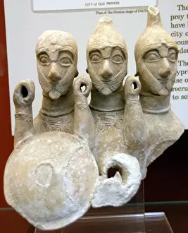 Militar Prints: Terracotta figure of three-bodied warrior. Cyprus. 7th centu