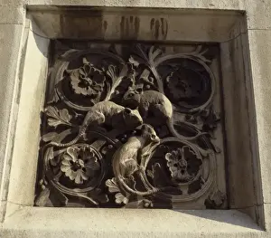 Detail of a terracotta panel at the Natural History Museum