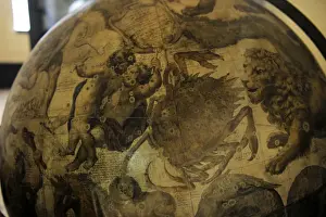 Constellation Prints: Terrestrial globe by cosmographer Vicenzo Coronelli (1650-1