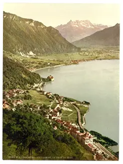 Dent Prints: Territet, Chillon and Dent du Midi, from Glion, Geneva Lake