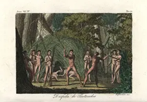 Tribesmen Prints: Territorial duels between Botocudo tribesmen, Brazil