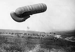 Aerial Photography Gallery: Tethered Observation Kite Balloon During WW1 Aerial-Phot?