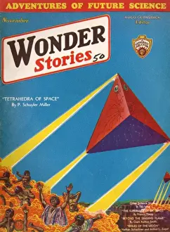 Natives Prints: Tetrahedra of Space, Wonder Stories Scifi Magazine Cover
