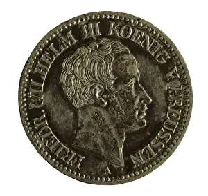 Silversmiths Prints: Thaler, silver coin with portrait of Friedrich