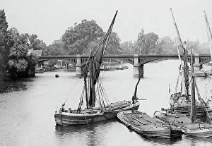 Thames barges on River Thames from Kingston Bridge