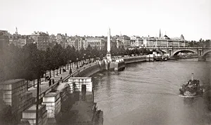 Thames river embankment, London, c. 1880 s
