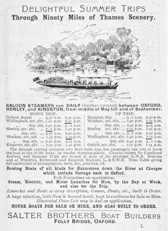 Steamers Collection: Thames Steamer Timetable