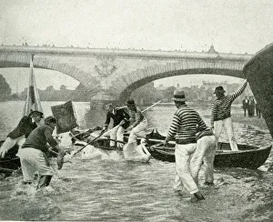 Swan Collection: Thames watermen at work during Swan Upping