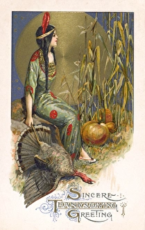 Thanksgiving Greetings Postcard - USA