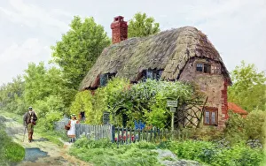 Brading Prints: Thatched cottage at Brading, Isle of Wight