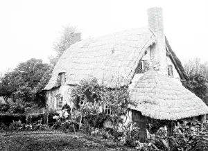 Broom Prints: A thatched cottage in Broom, Warwickshire, Victorian period