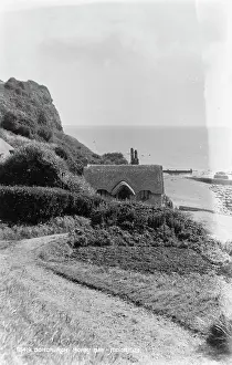 Bonchurch Prints: Thatched Cottage at Monks Bay