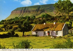 John Hinde Gallery: Thatched Cottage in the Yeats Country, Ben Bulben Mountain