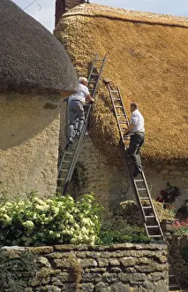 Artisans Prints: Two thatchers East Coker, Somerset, England