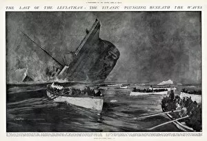 Images Dated 6th August 2021: The last of the Leviathan: the Titanic plunging beneath the waves
