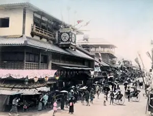 Osaka Prints: Theatre Street, Osaka, Japan, circa 1880s