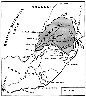 Images Dated 12th September 2016: Theatre of war in South Africa - Boer War map