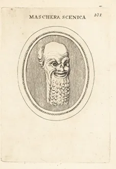 Theatrical mask of a Silenus with an Egyptian curled beard