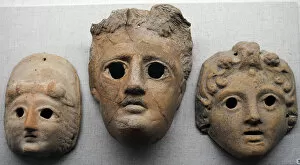 Theatrical masks made in terracotta. Ukraine