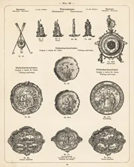 Catalog Prints: Thermometer, barometer and engraved visiting card tray