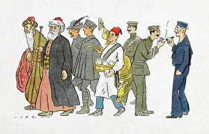 Salonika Collection: Thessaloniki - Dervishes, Lemonade Seller and foreign troops