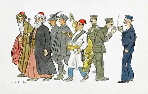 Thesalonica Prints: Thessaloniki - Dervishes, Lemonade Seller and foreign troops