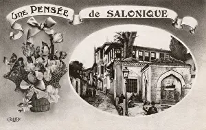 Thessaloniki, Greece - Golden Fountain - Greetings postcard