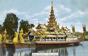 Irrawaddy Prints: Thibaws state barge, Irrawaddy River, Mandalay, Myanmar