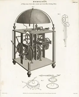 Thirty-hour clock with a larum and count wheel striking work