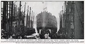 Launching Prints: Thirty thousand people witnessed the launch of HMS Lion at Devonport