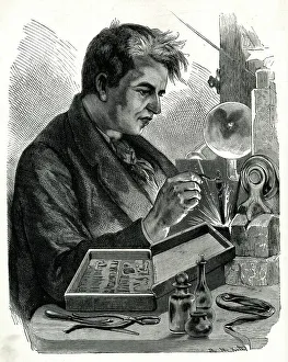 Edison Prints: Thomas Edison, American inventor, at work