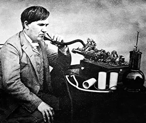Edison Prints: Thomas Edison and an early phonograph - Victorian period