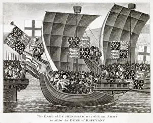 Trumpets Prints: Thomas of Woodstock, fourth earl of Buckingham, is sent with an army to assist the duc de