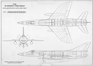 P1121 Prints: A three-view drawing of the Hawker P1121