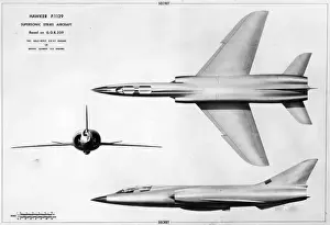 Project Prints: Three-view drawing of the Hawker P1129 project