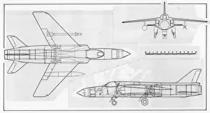 A three-view drawing of the Hawker Siddeley Gnat Mk2