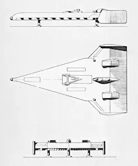 Three Prints: Three-view drawing of the Short PD17 VTOL launch platform