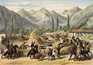 Threshing in Chile; ; Illustration fom History