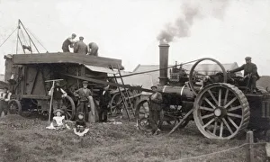 Images Dated 8th June 2021: Threshing corn by traction engine