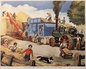 Threshing wheat during the First World War