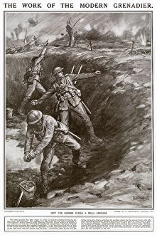 Grenades Collection: Throwing Mills Grenades in Trenches 1917