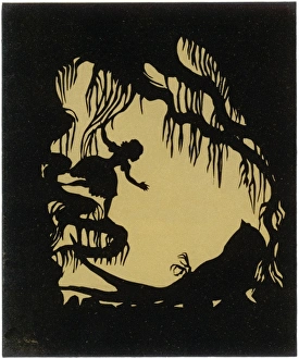 Andersen Gallery: Thumbelina finds a Swallow by the Moles tunnel