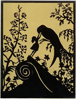 Silhouettes Collection: Thumbelina kisses the Swallow goodbye