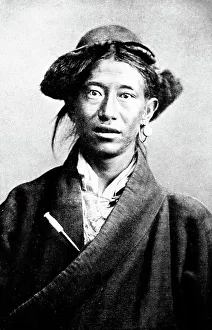 Tibet Prints: A Tibetan man in Darjeeling, India, Victorian period
