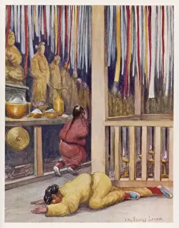 Worshippers Prints: Tibetan Temple Scene