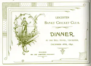 Batsman Prints: Ticket, Banks Cricket Club Dinner, Bell Hotel, Leicester