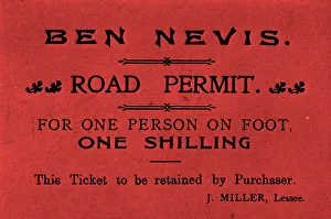 Images Dated 7th February 2019: Ticket, Ben Nevis road permit, Lochaber, Scotland
